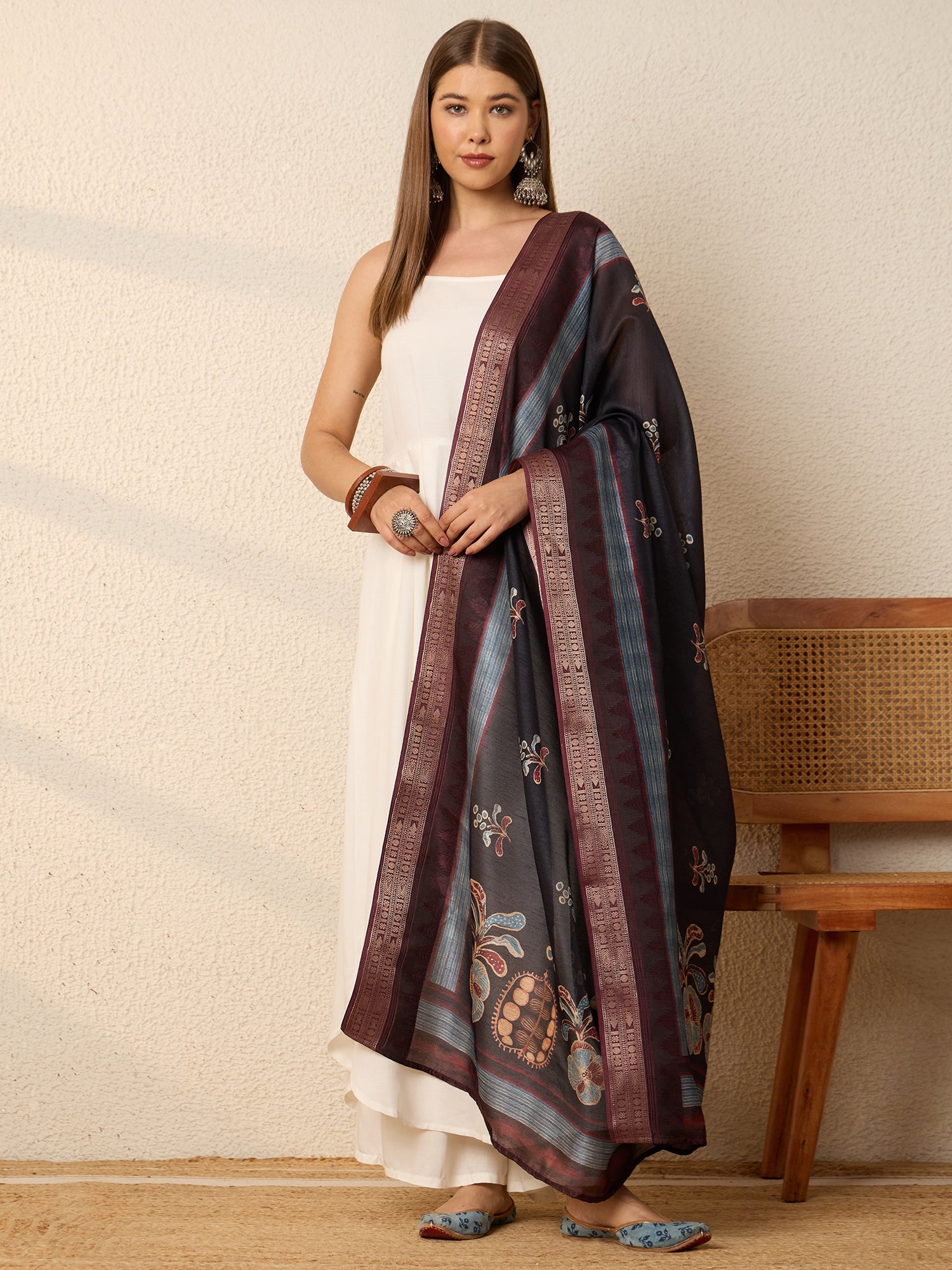 White Kurta Set Mystic Motif Dupatta