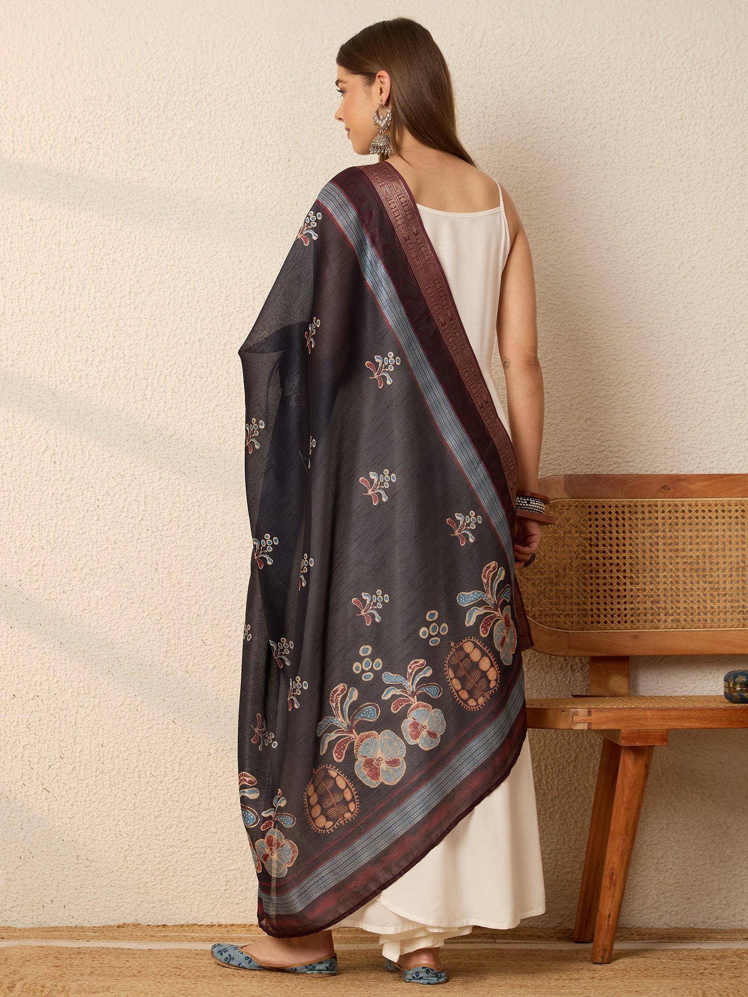 White Kurta Set Mystic Motif Dupatta