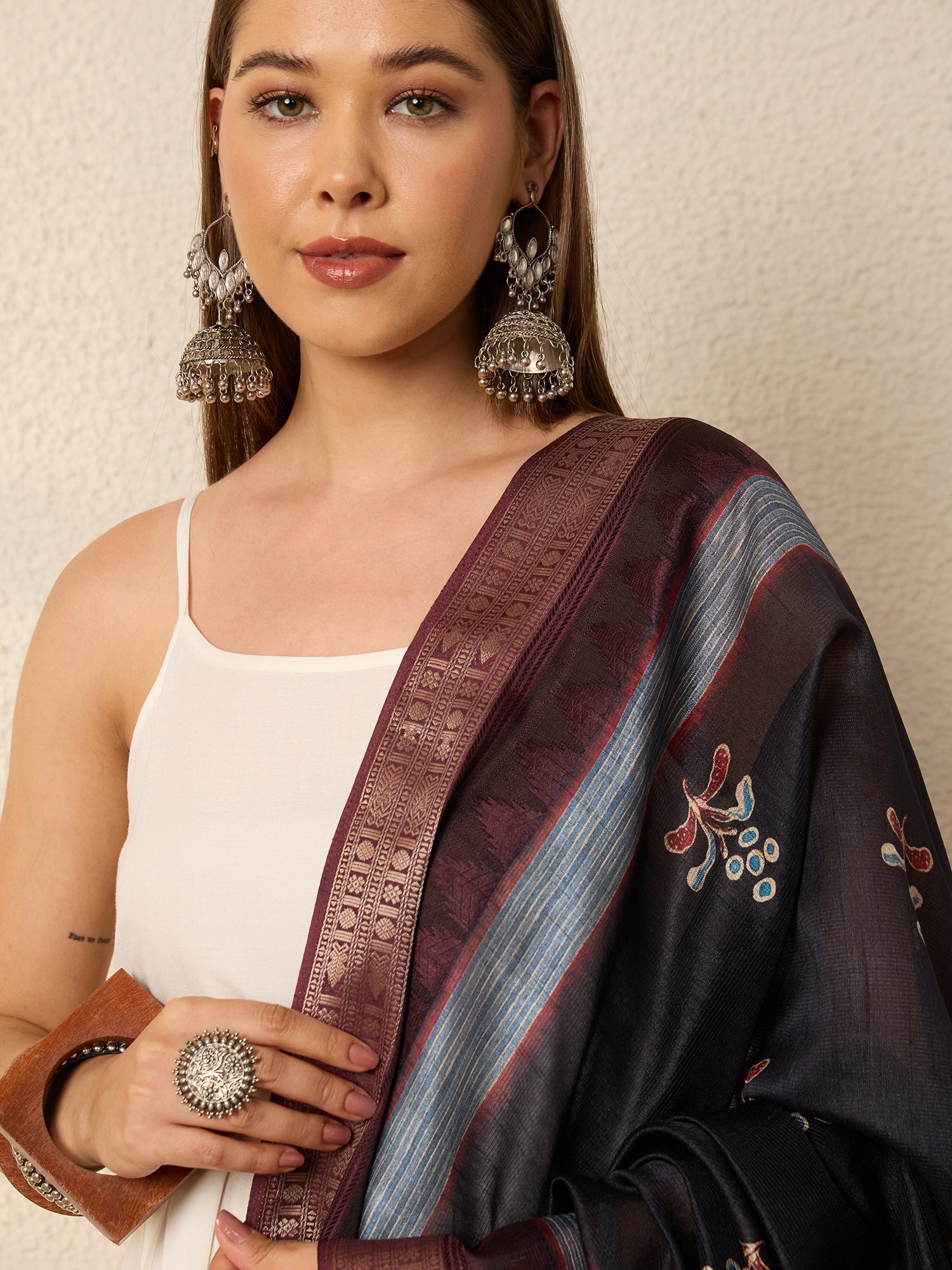 White Kurta Set Mystic Motif Dupatta