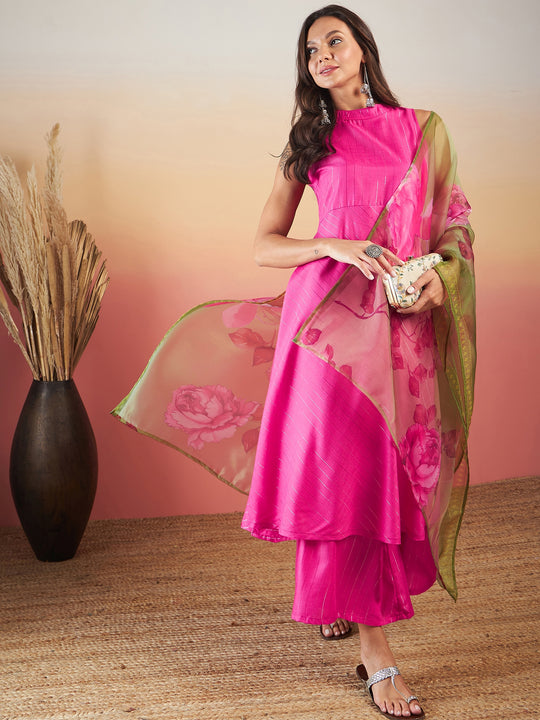 Fuchsia Olive Lurex Set