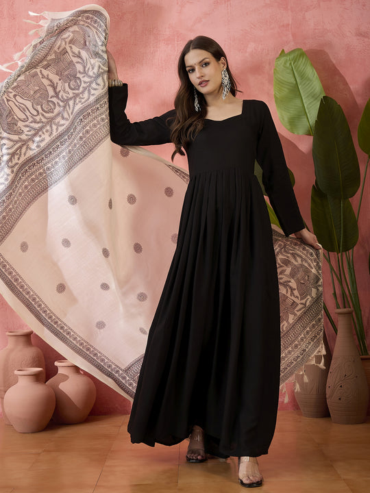 Black Sweetheart Kurta With Dupatta