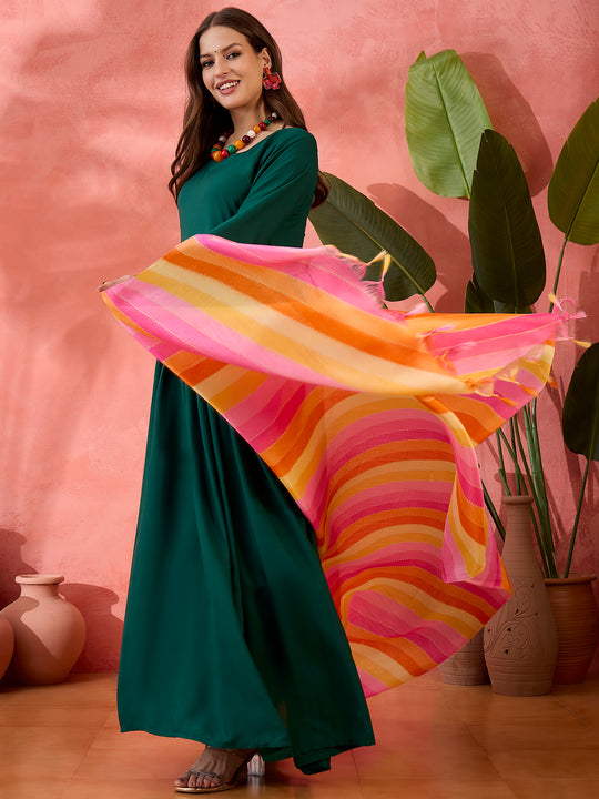 Green Sweetheart Kurta With Dupatta