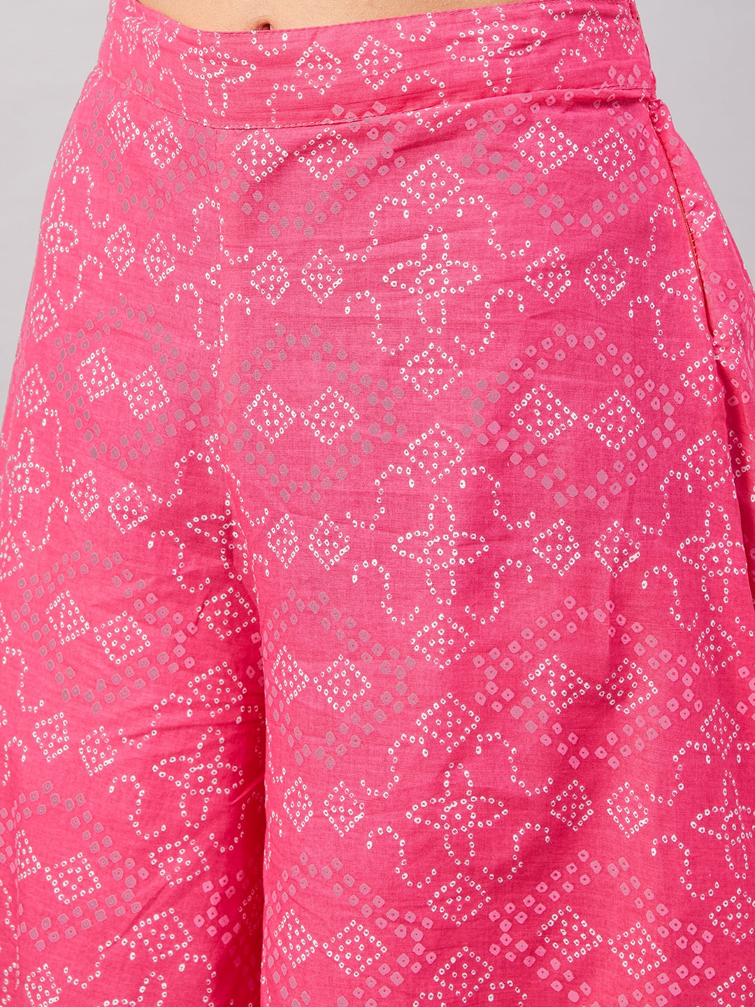 Pink Bandhani Strappy Set W Black Pink Ethnic Dupatta