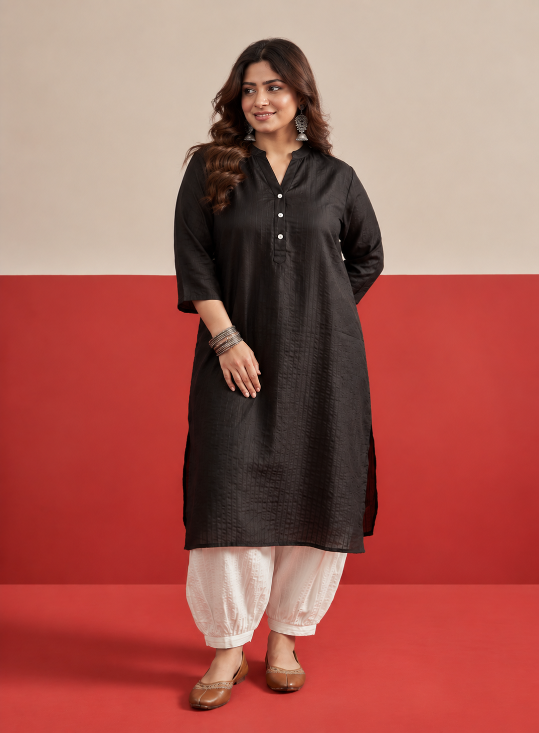 Black kurta White Afghani Salwar Set