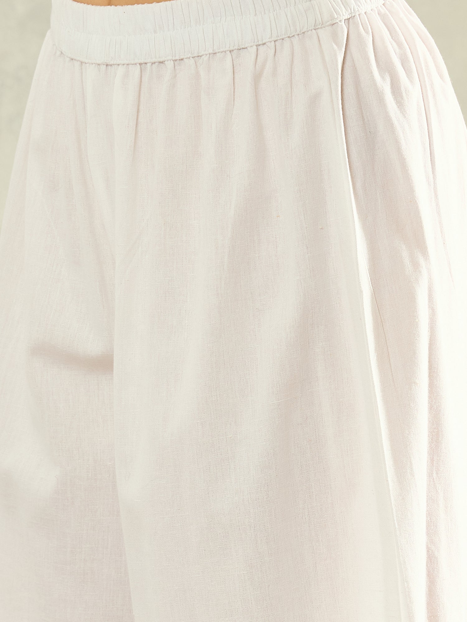 Yellow Boat Neck White Palazzo Set