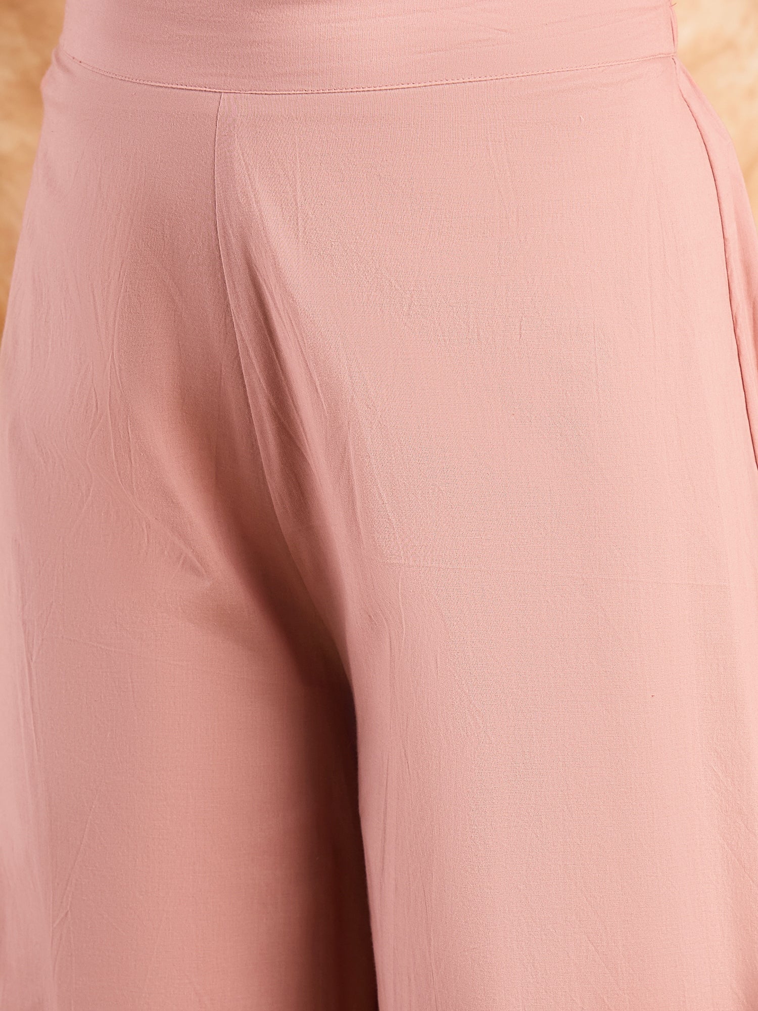 Rusty Pink V Neck Flared Kurta Set