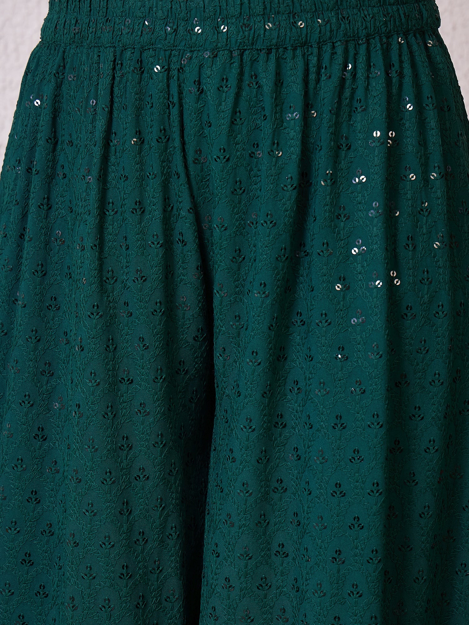 Dark Green Chikankari Sweetheart Set