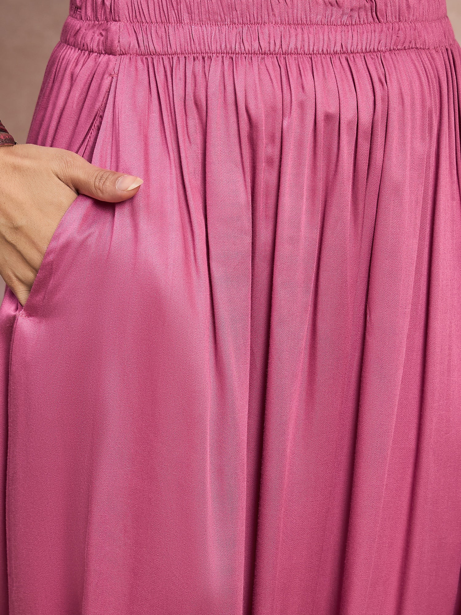 Punch Pink Foil Boat Neck Dhoti Set