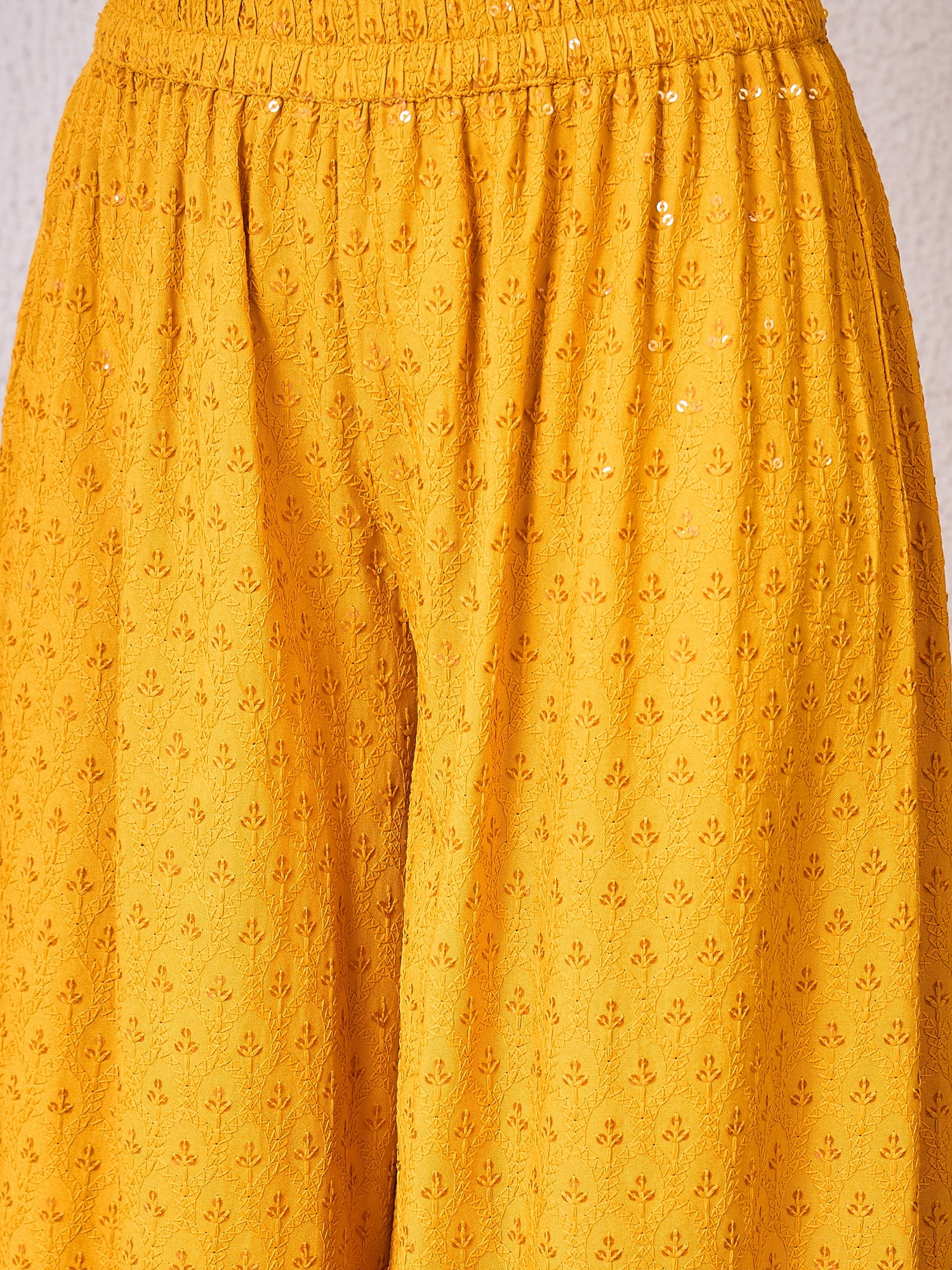 Yellow Chikankari Halter Kurta Set