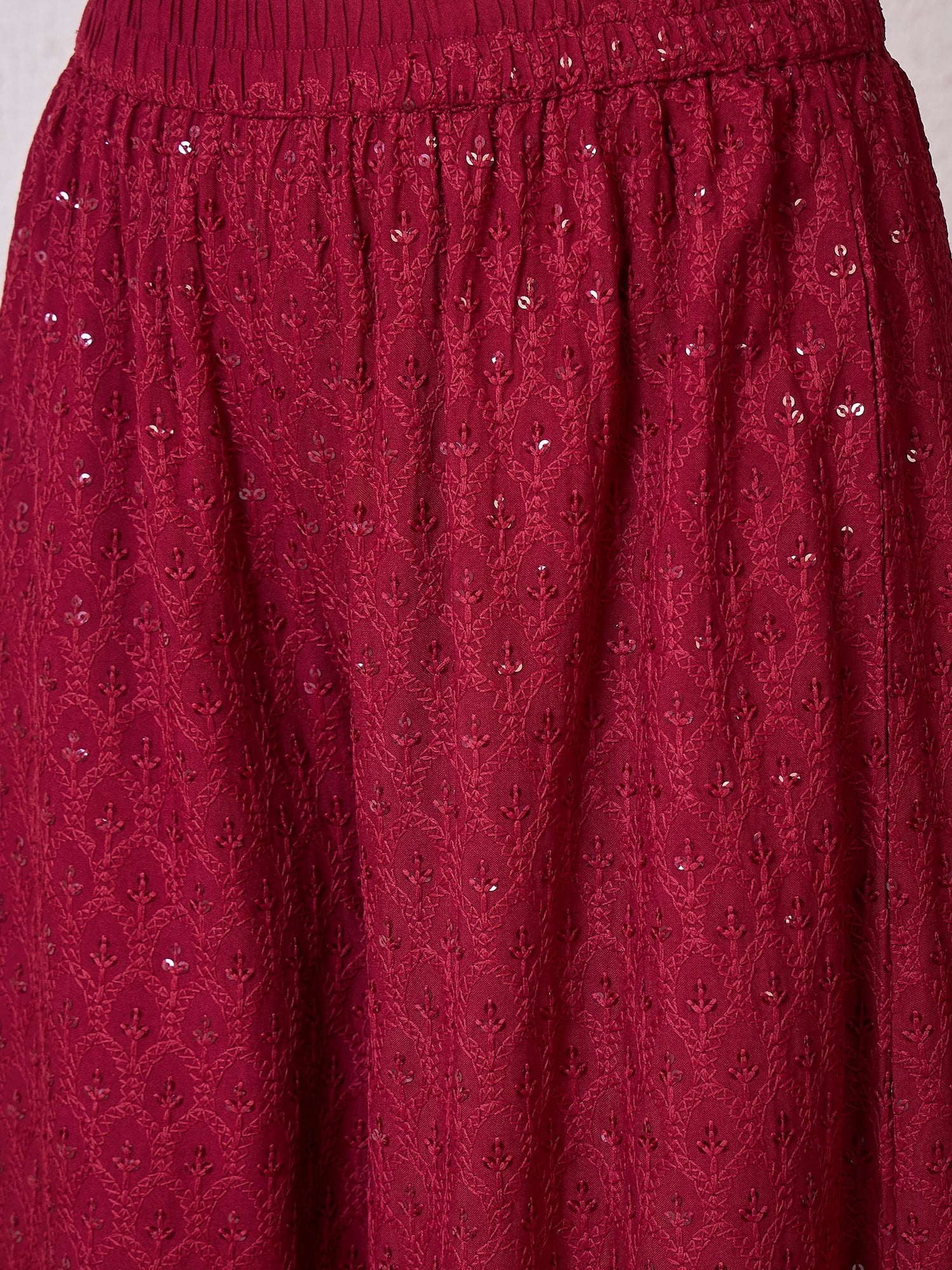 Maroon Chikankari Halter Kurta Set