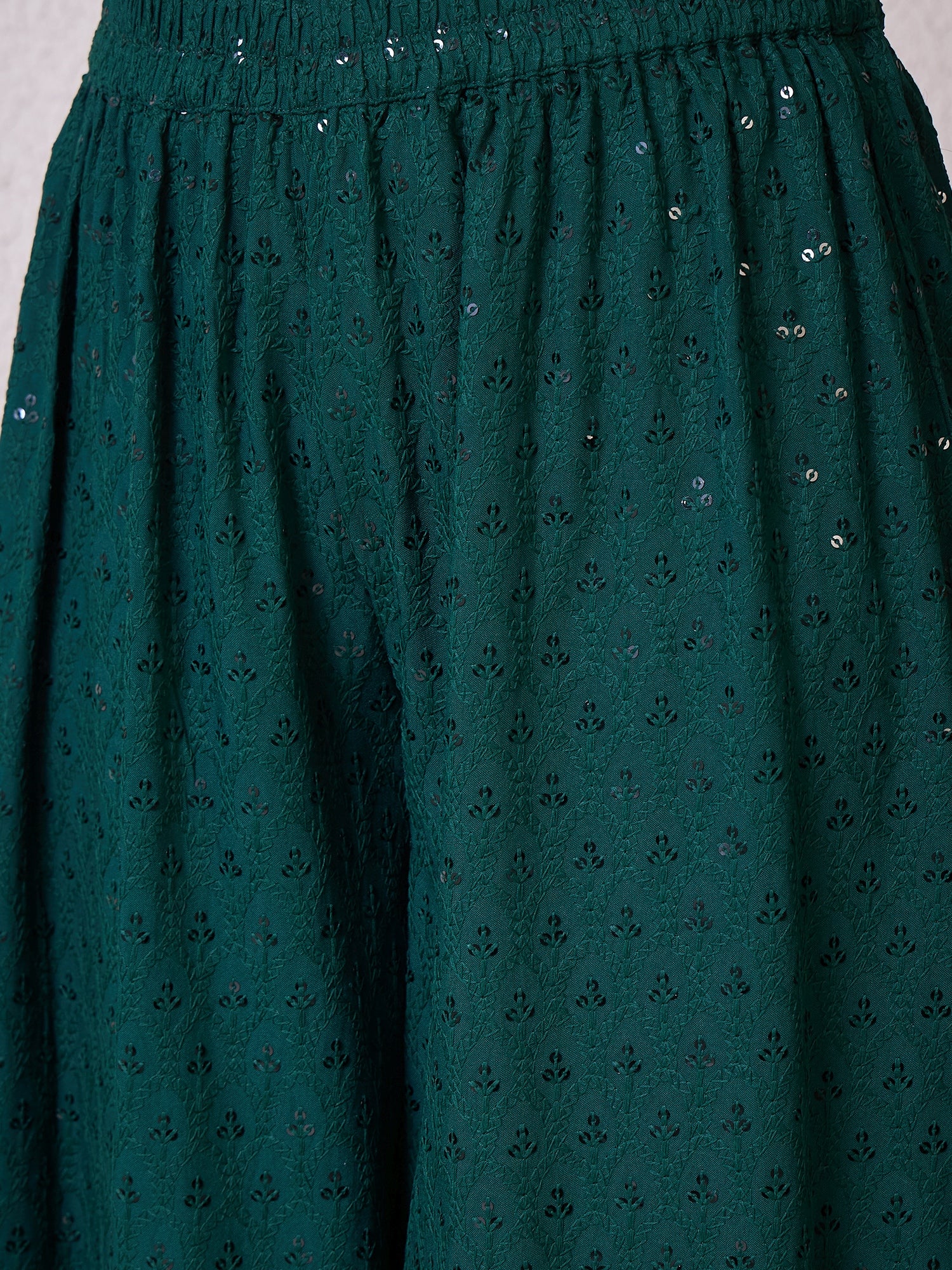Dark Green Chikankari Halter Kurta Set