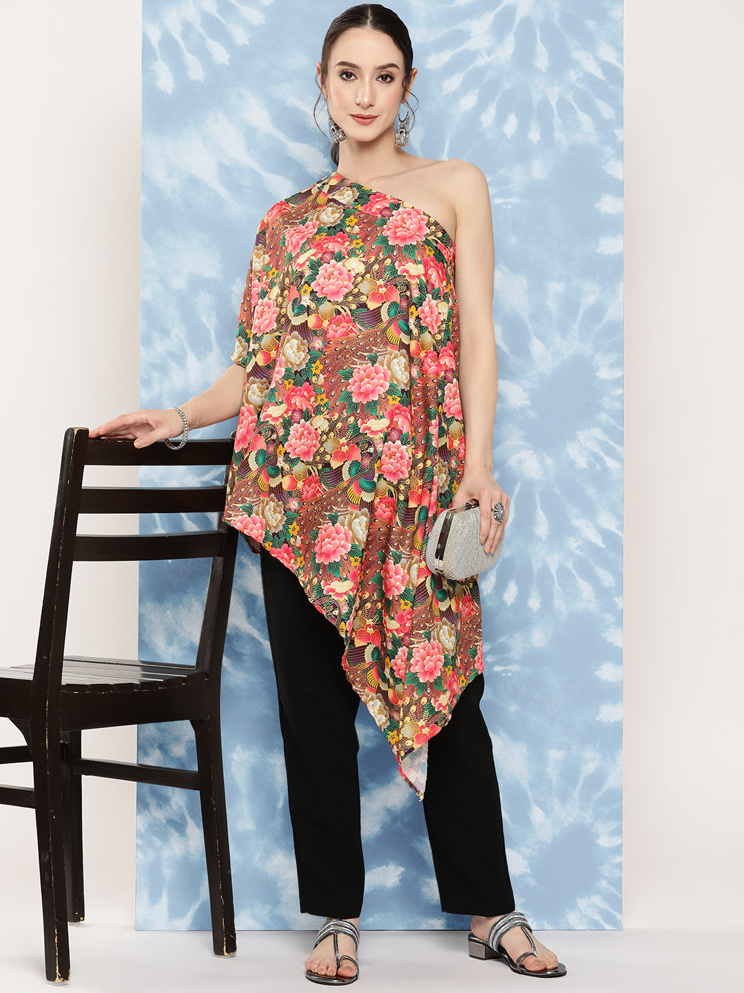 Mutli Peacock Japanese Art Oneshoulder Top