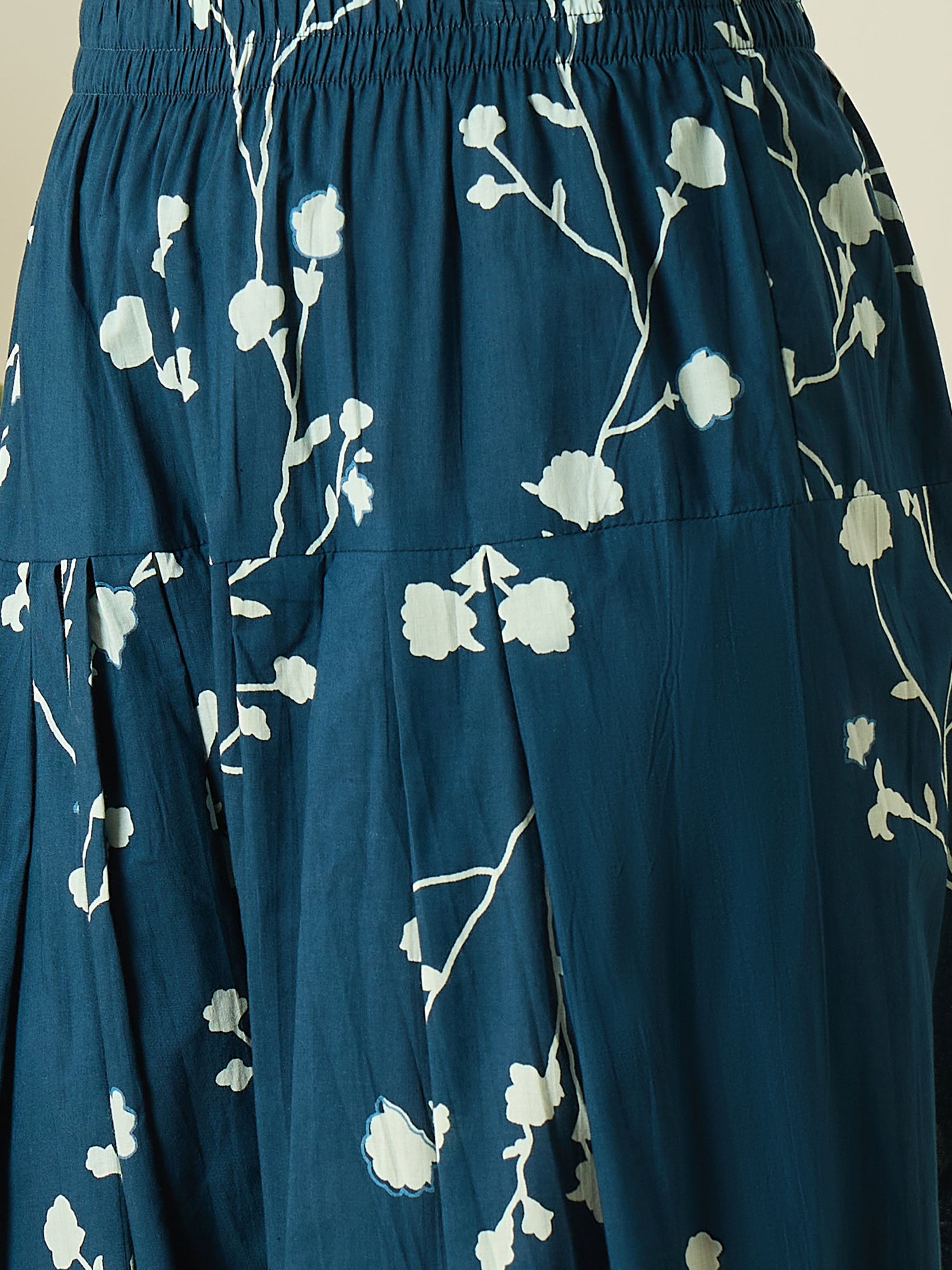 White Kurta Navy Floral Salwar Set