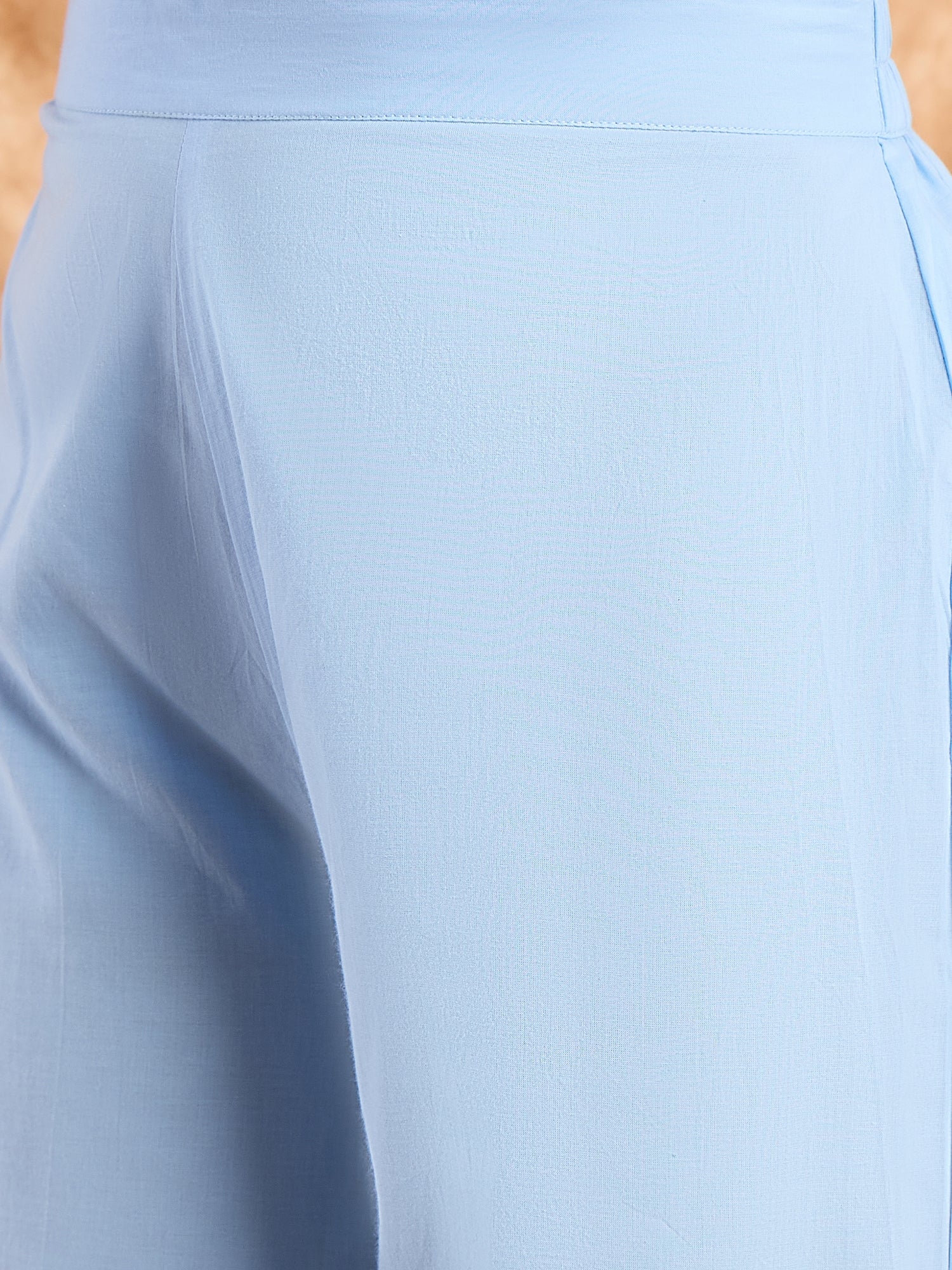 Light Blue Pastel V Neck Flared Kurta Set