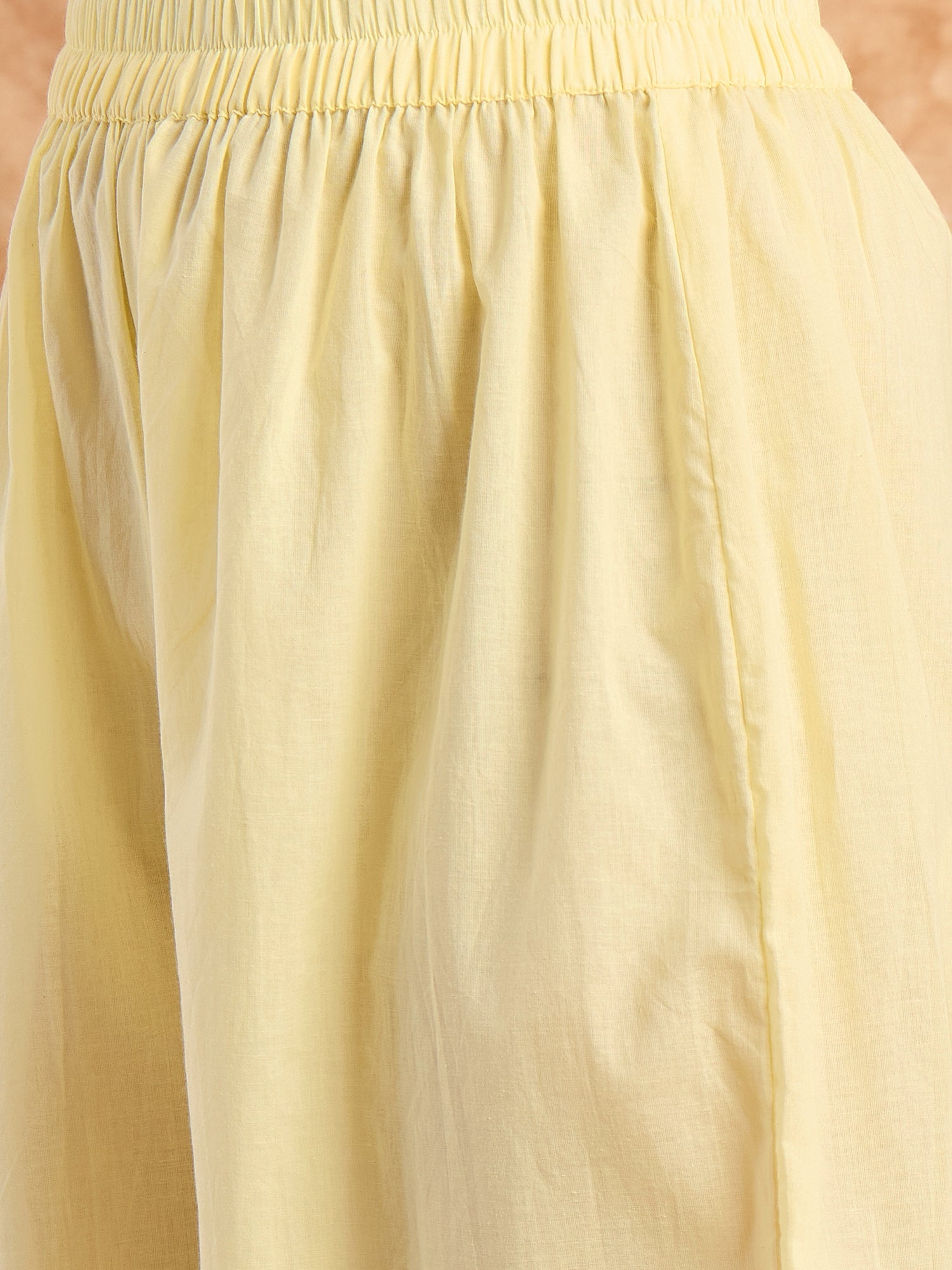 Light Yellow Pastel V Neck Flared Kurta Set