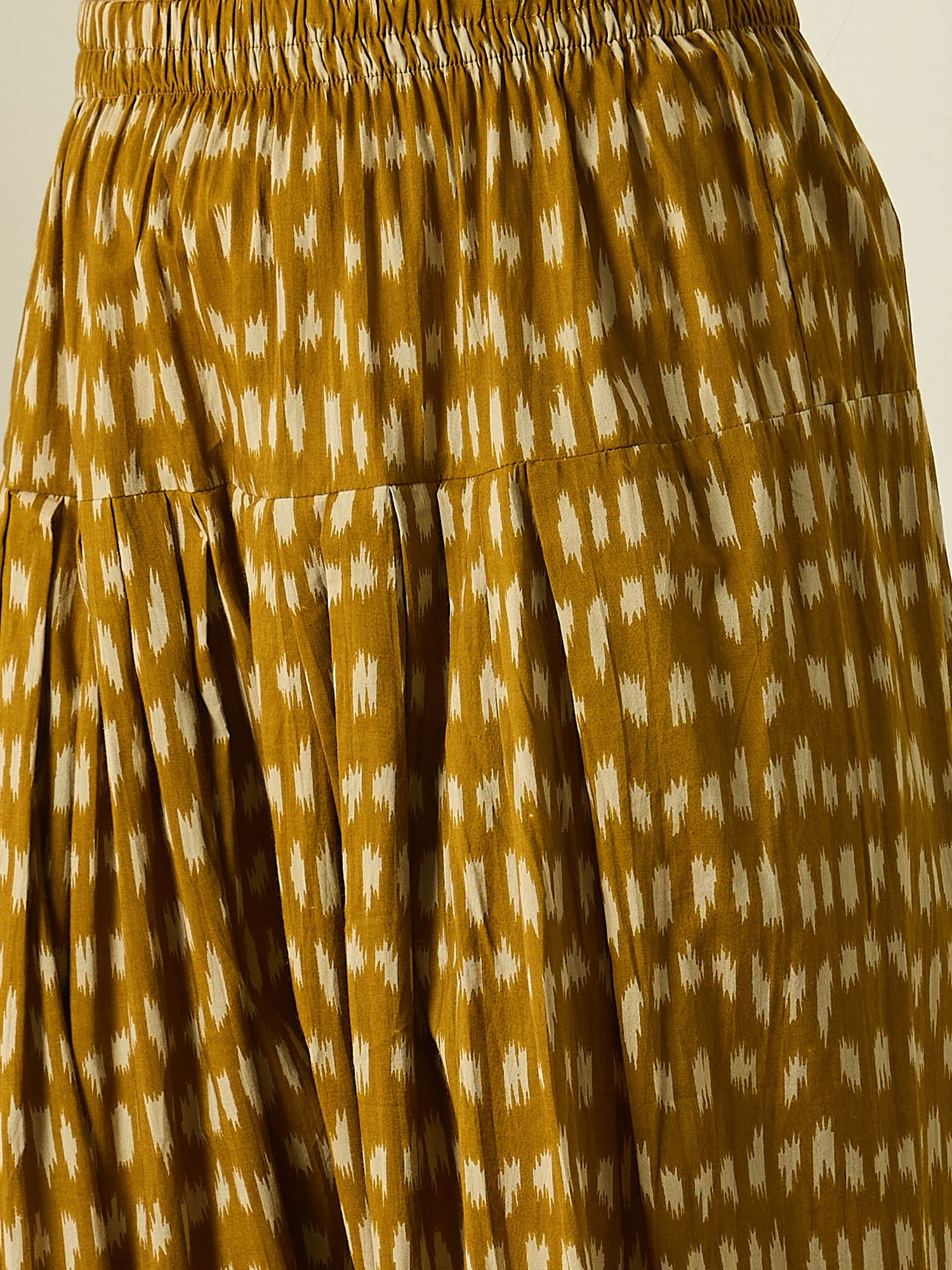 White Boat Neck Yellow Ikkat Salwar Set