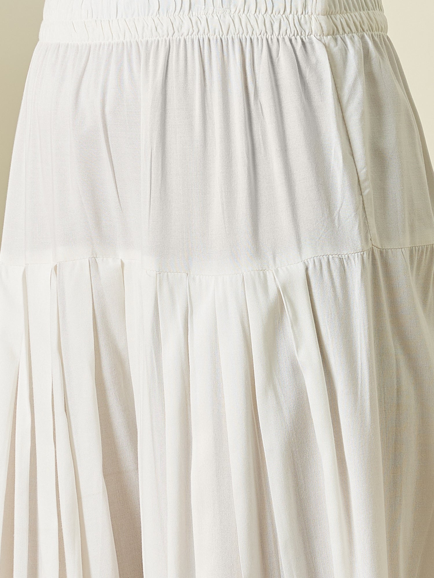 Red Lotus Print Kurta White Salwar Set