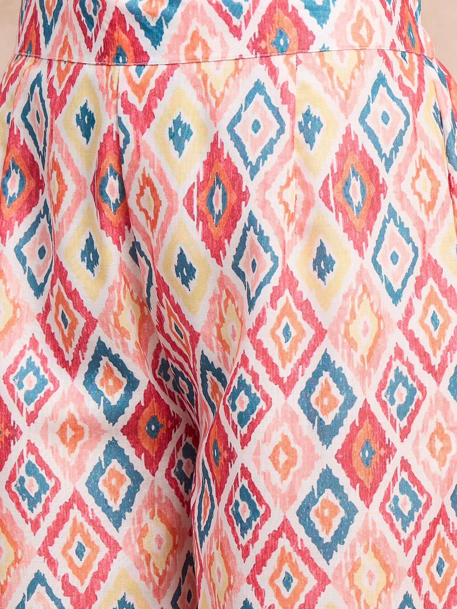 Multi Ikkat Print Kurta Set With Dupatta