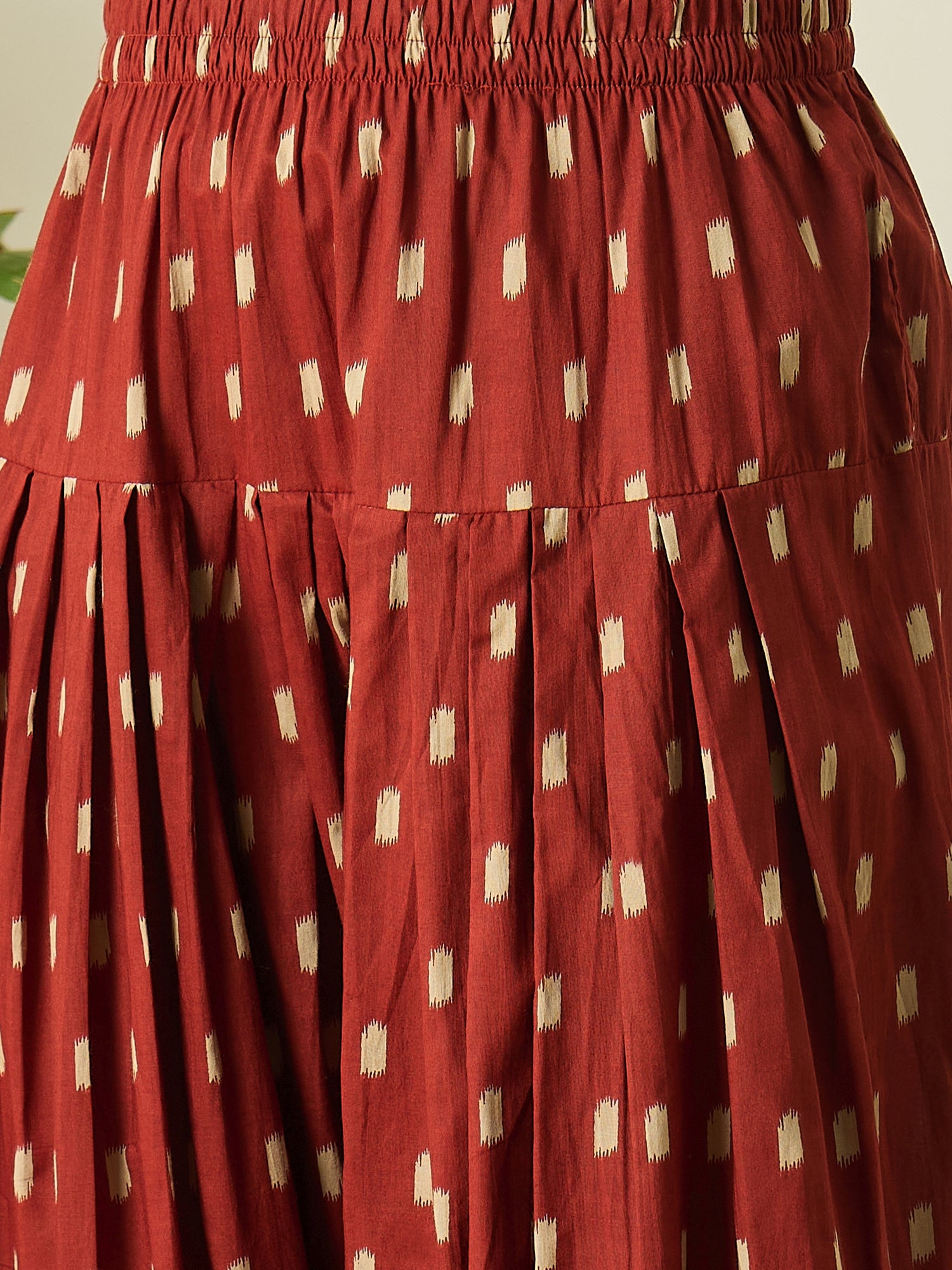 Black Boat Neck Rust Ikkat Salwar Set