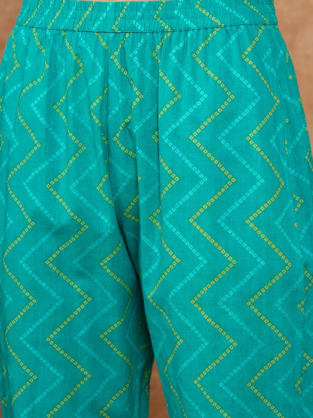 Aqua S Print Twisted Neckline Kurta Pant Set