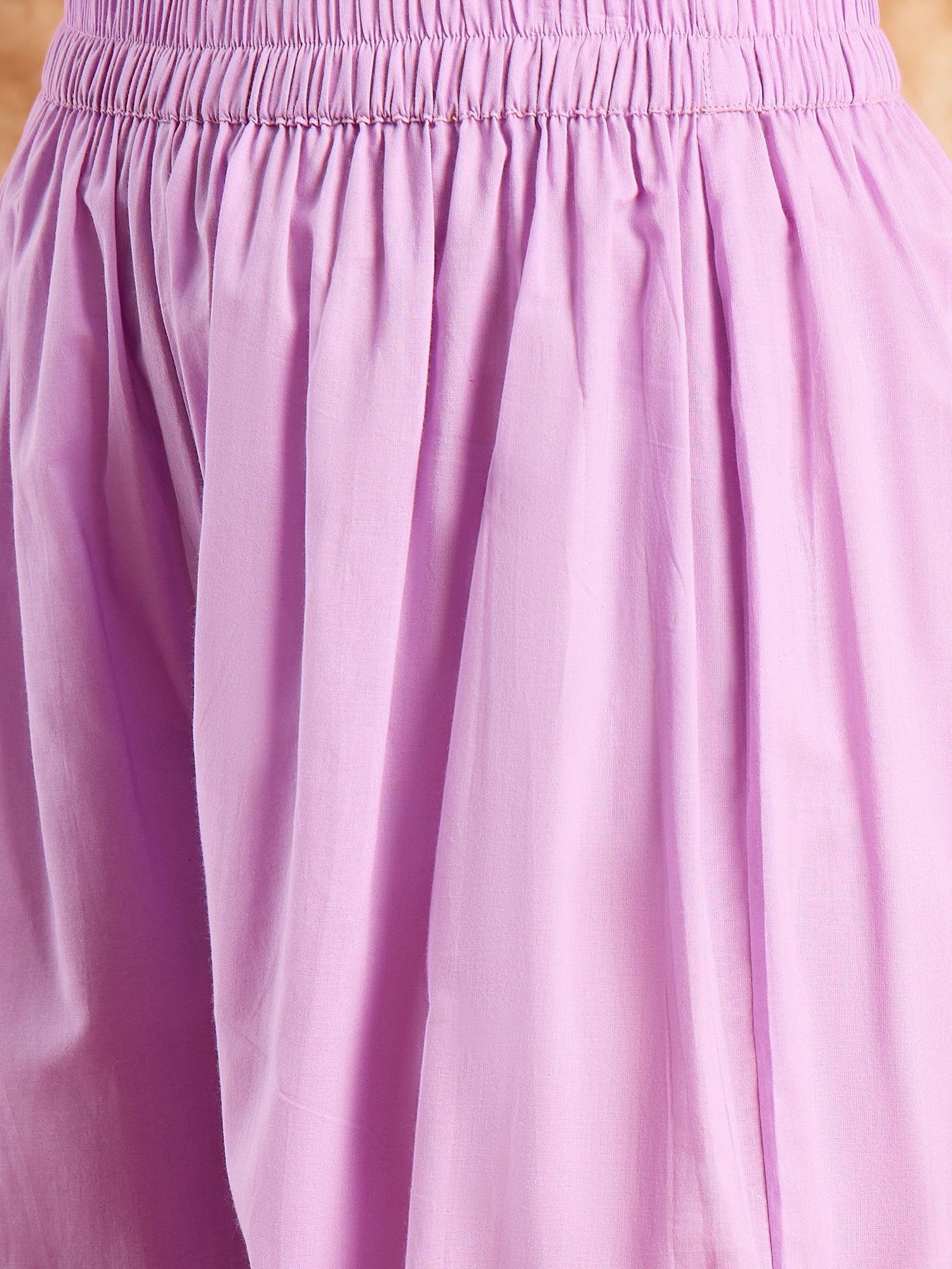 Lavender Pastel V Neck Flared Kurta Set