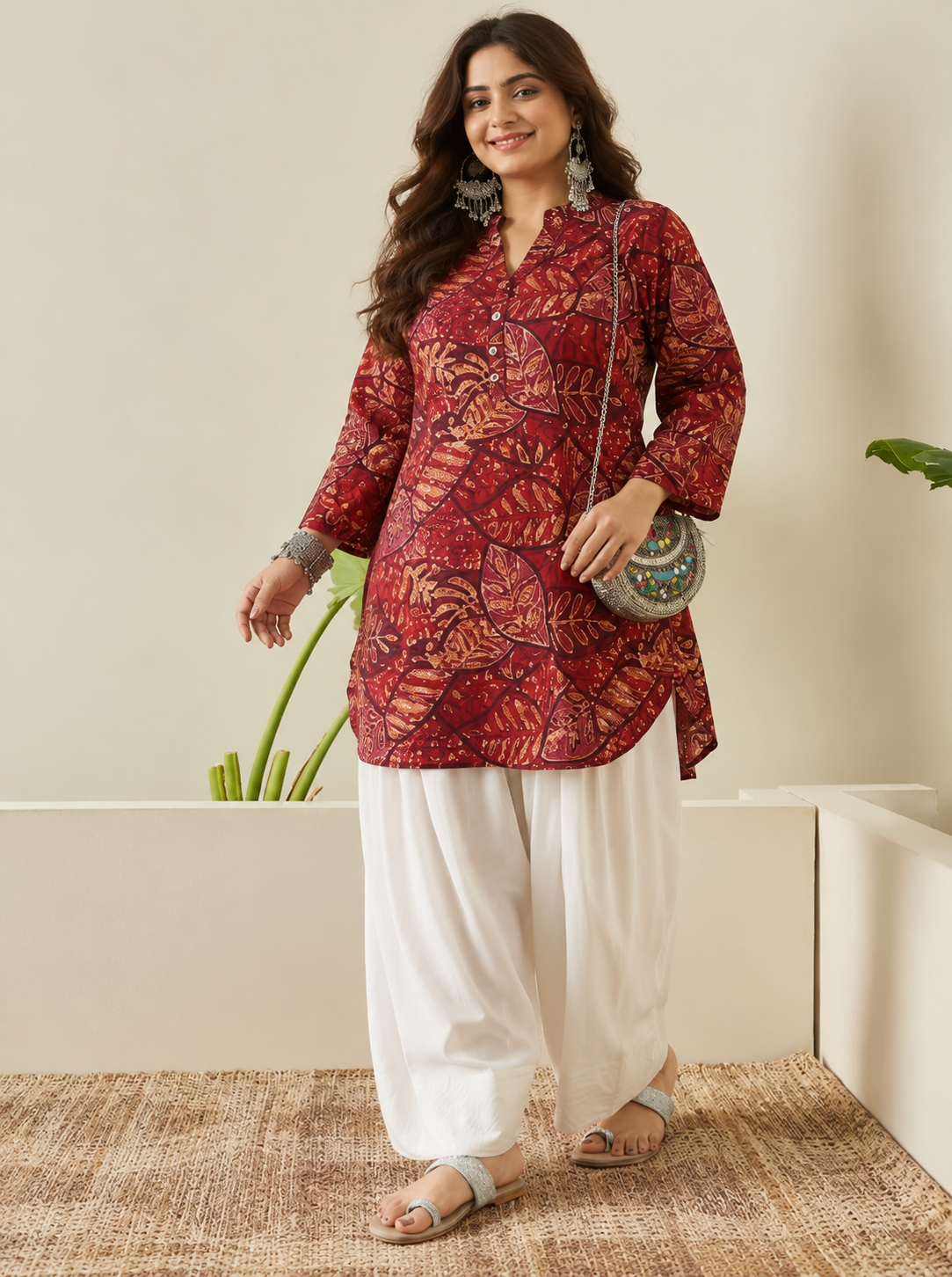 Wine Maroon Leaf Farshi Salwar Set (Copy)