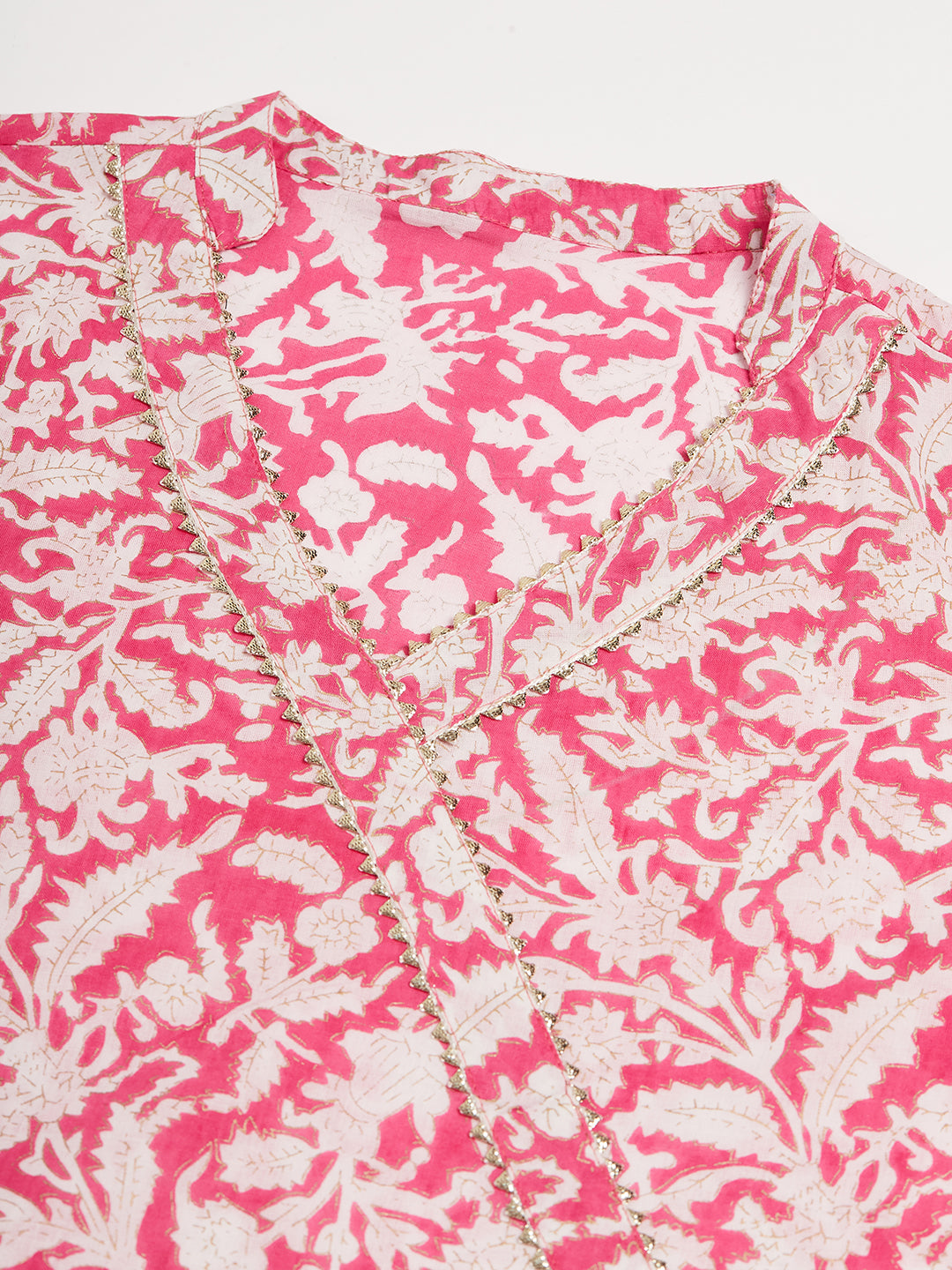 PINK FOIL WHITE PRINT ANGRAKHA STRIGHT KURTA