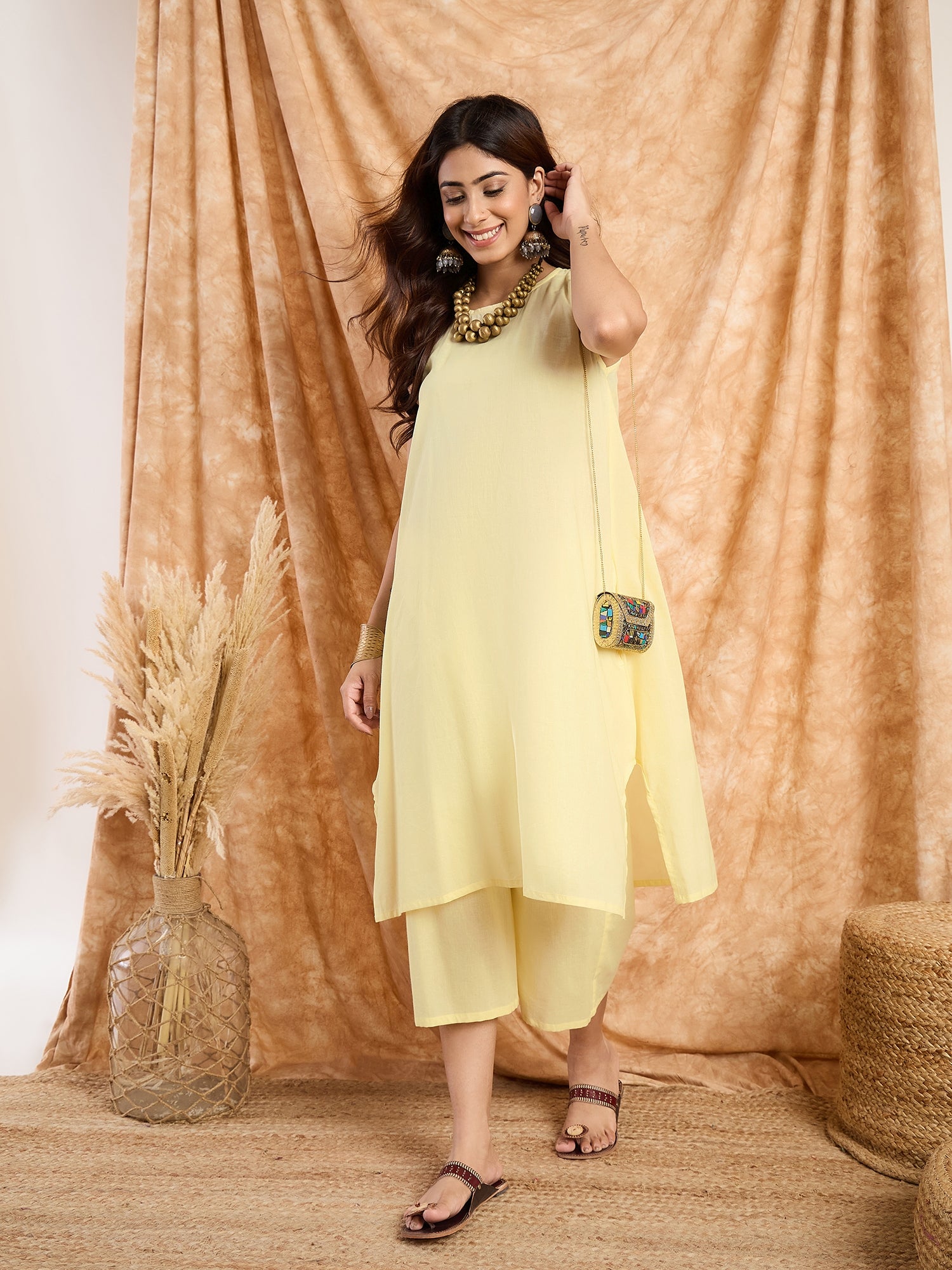 Light Yellow Pastel Kurta Set