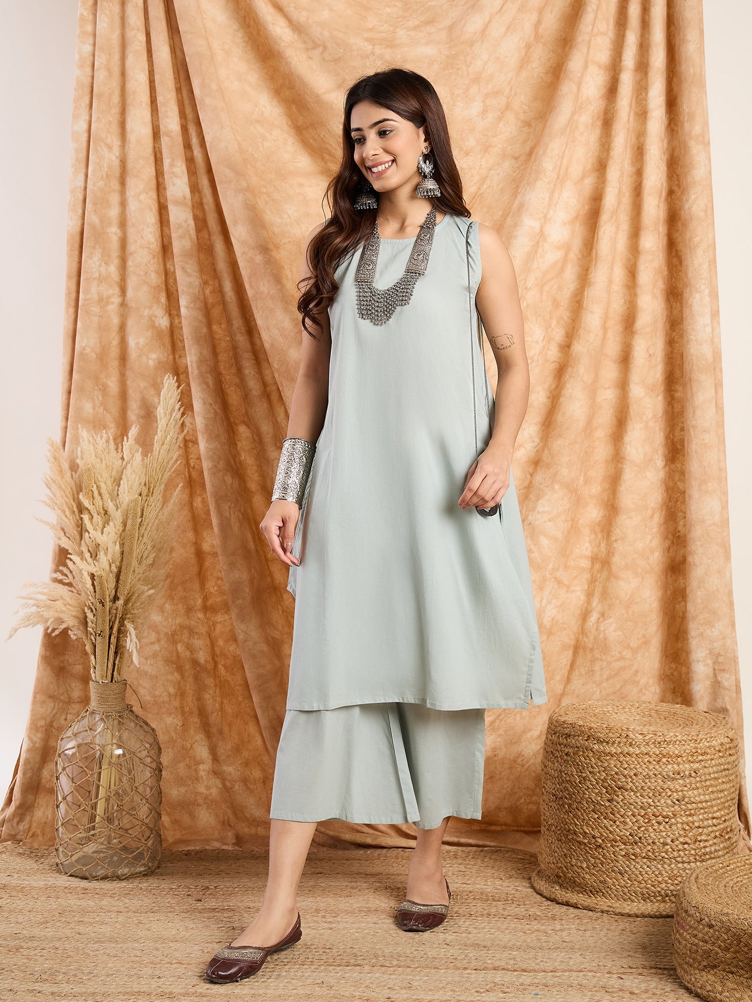 Steel Blue Kurta Set