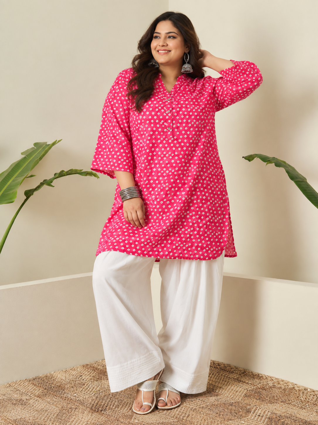 Pink White Dot Farshi Salwar Set