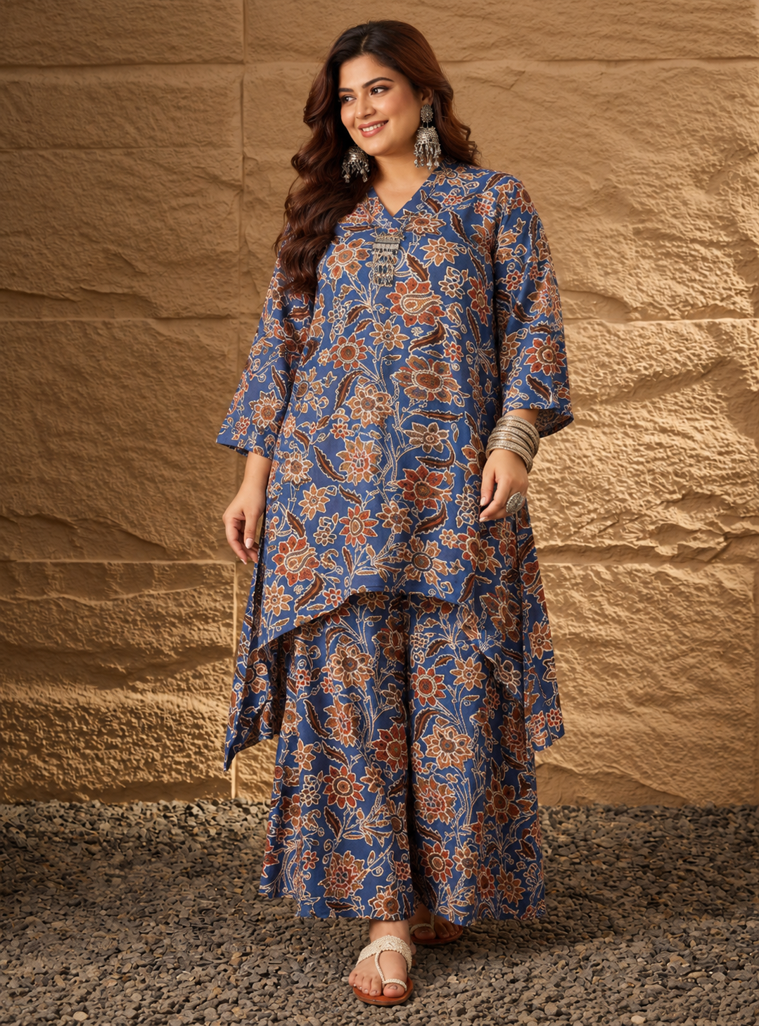 Indigo Big Jaal Mandarin Kurta Set