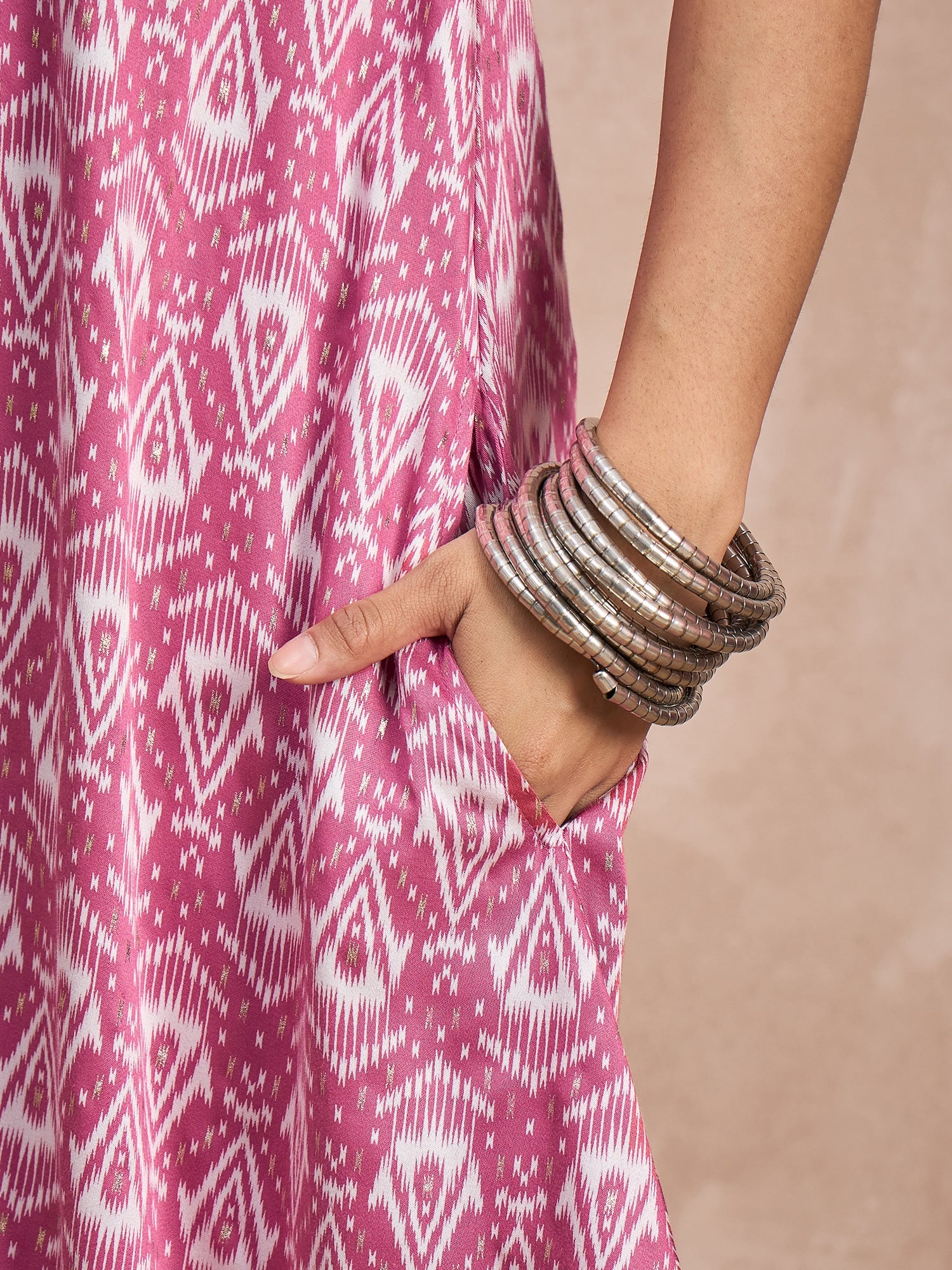 Punch Pink Foil Kurta Palazzo Set
