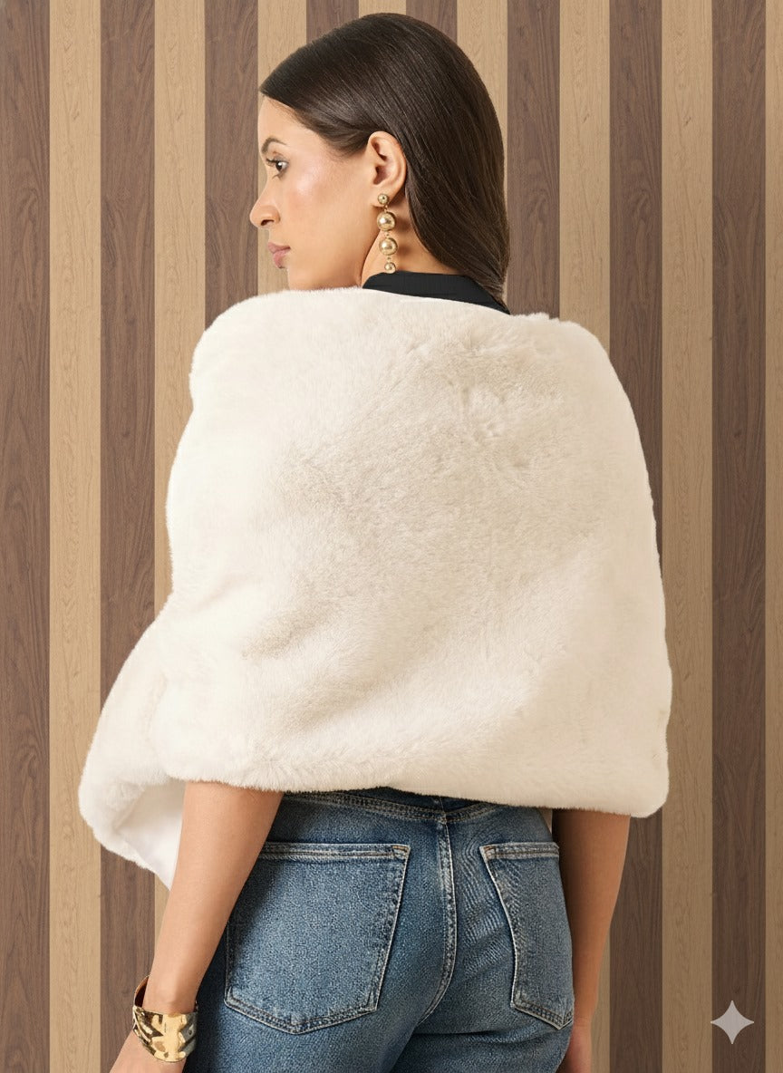 Cream Rabbit Fur Cape