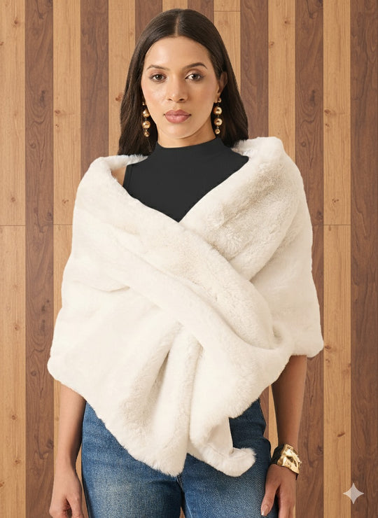 Cream Rabbit Fur Cape