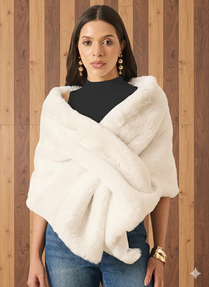 Cream Rabbit Fur Cape