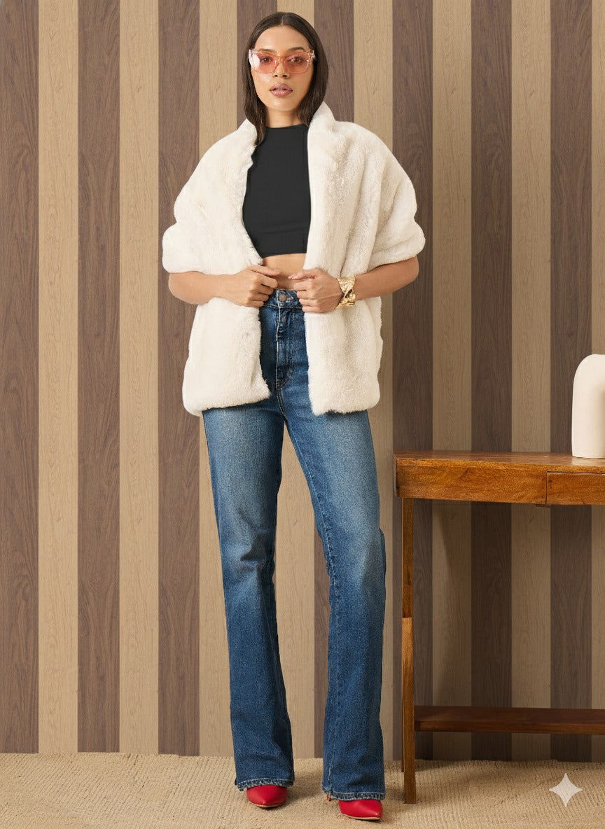 Cream Rabbit Fur Cape