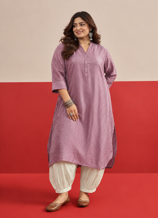 Mauve kurta White Afghani Salwar Set