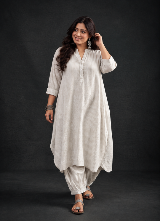 White kurta Afghani salwar Set