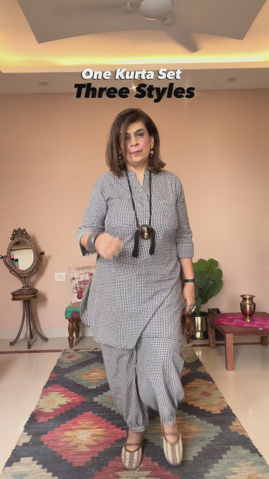 Black Small Check Afghani Set