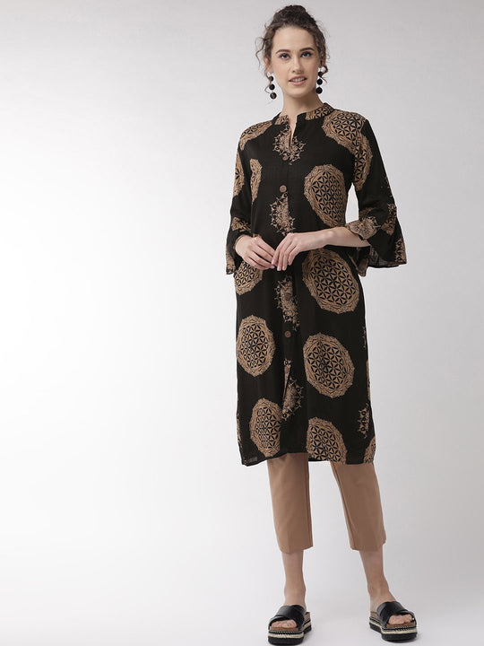 Black Gold Print Kurta