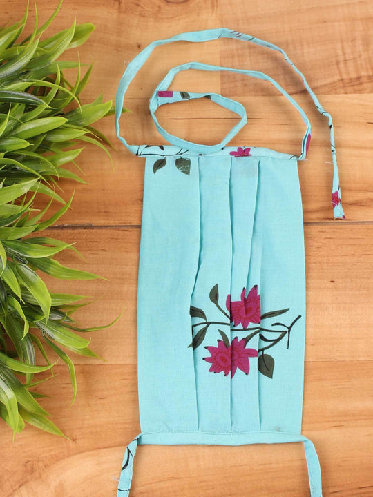 Flowers on Blue Mask - Set of 2