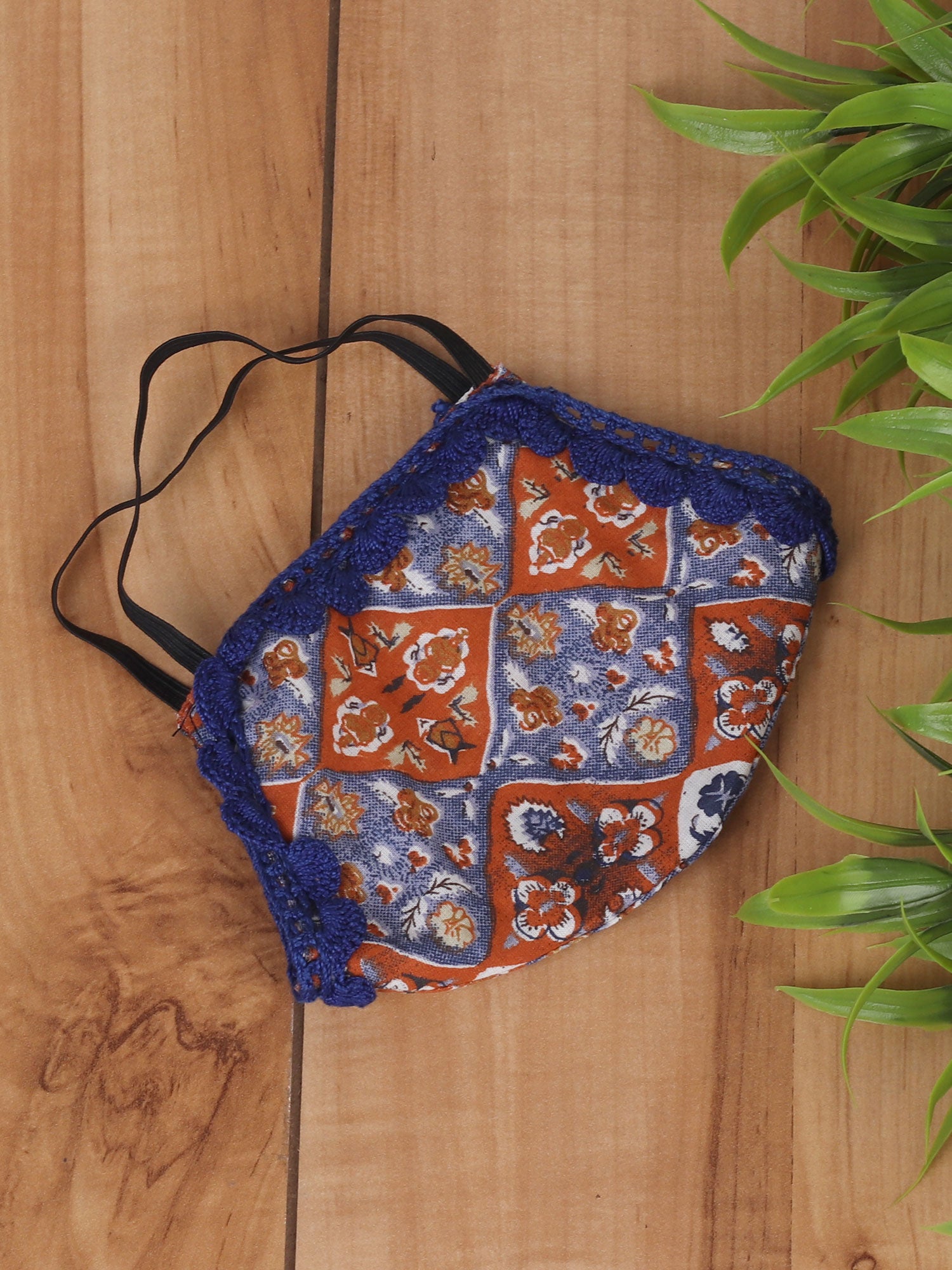 Blue Rust Mask with Lace