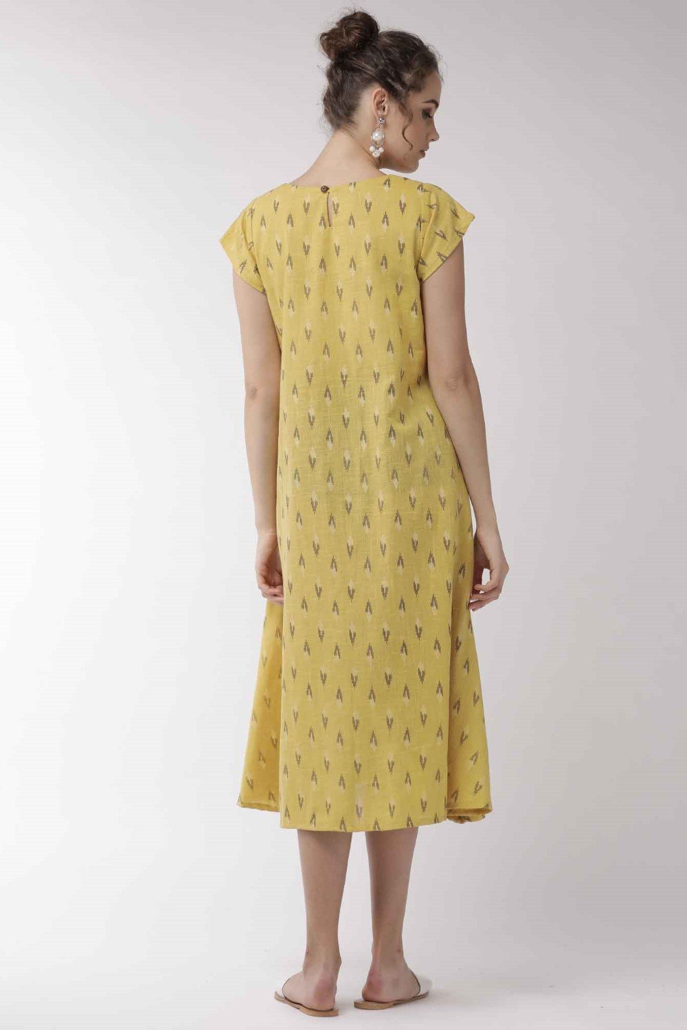 Mustard Cape Sleeve Dress