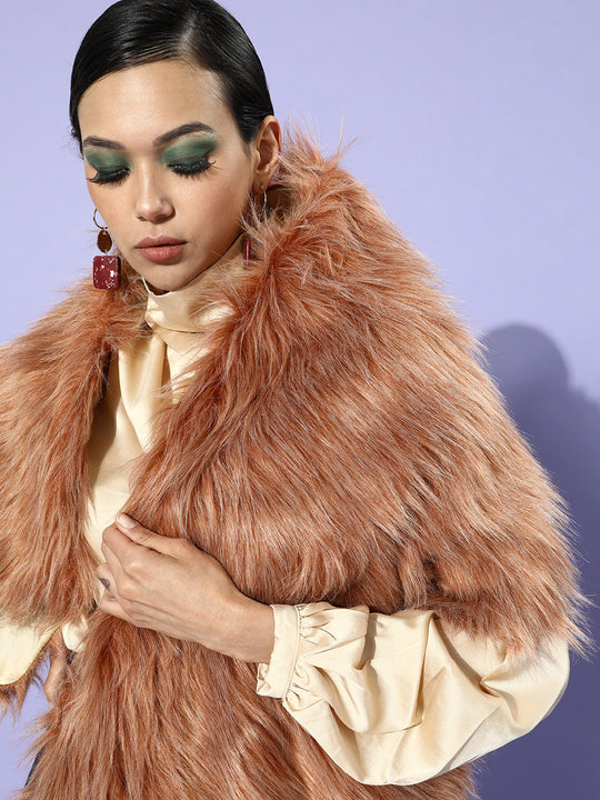 Rust Faux Fur Cape