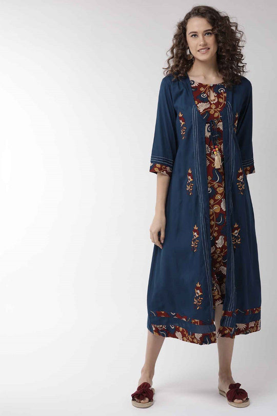 Printed Navy Blue Dress