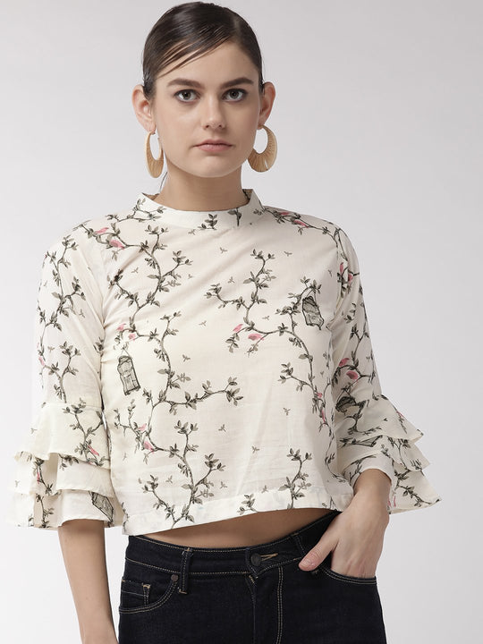 Off White Nest Crop Top