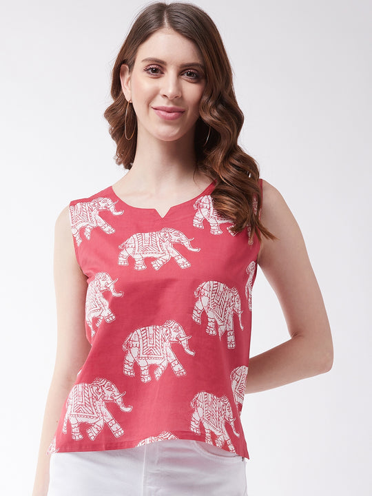 Red Elephant Sleeveless Top