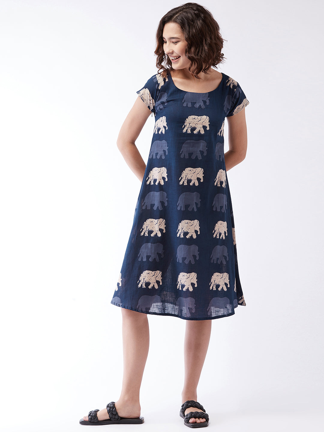 Blue Elephant Dress For Teens - InWeave Blue Elephant Dress For Teens - InWeave