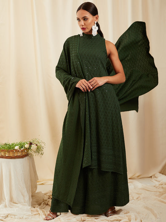 Green Chikankari Set