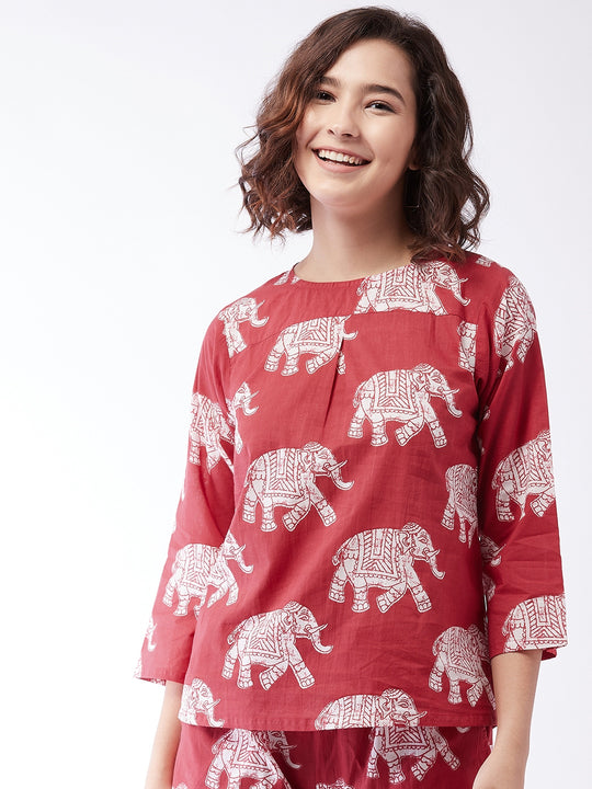 Red Elephant Top For Teens